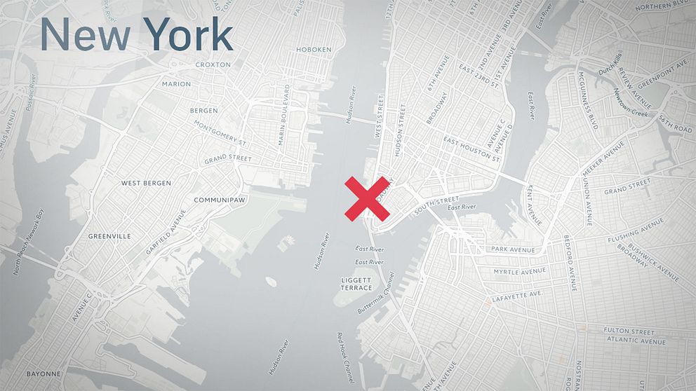 Här på nedre Manhattan i centrala New York City ska våldsdådet ha ägt rum.