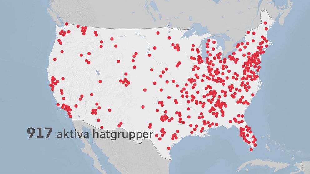 I dag finns 917 aktiva hatgrupper i USA, enligt Southern Poverty Law Center.