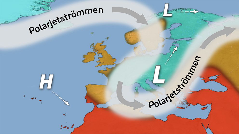 Polarjetströmmens ungefärliga läge 1-5 december.