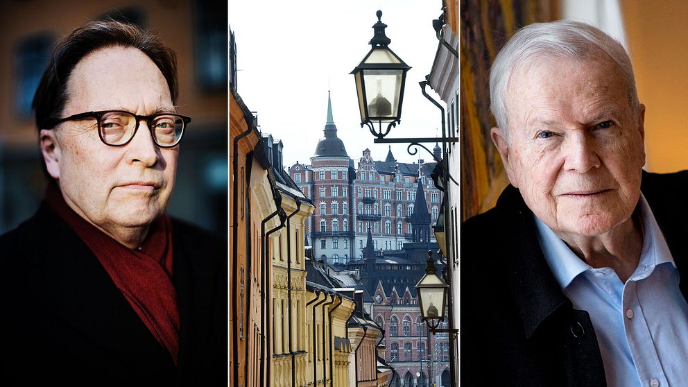 Akademiledamöterna Horace Engdahl och Kjell Espmark.