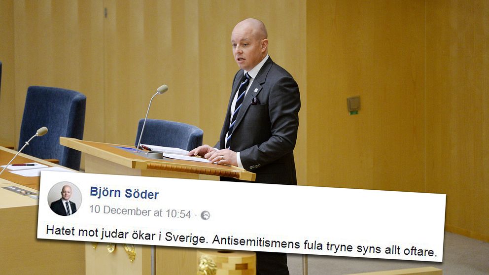 ”Vi ser idag i Sverige en framväxande antisemitism som i många delar är importerad från Mellanöstern”, enligt Söder.