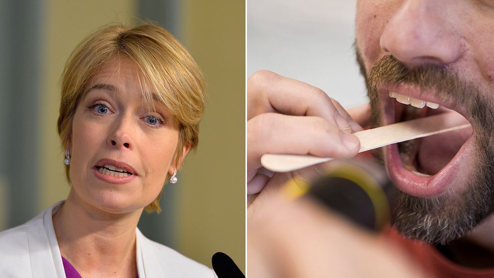 Socialminister Annika Hällstrand och en man som läkarundersöks