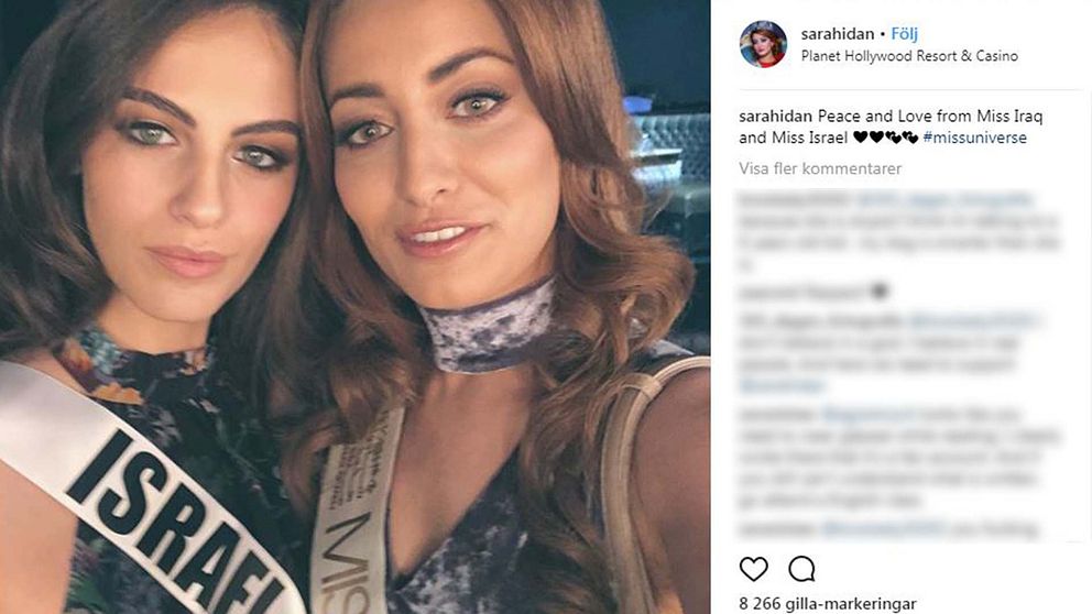 Sarah Idan, som är Miss irak och Adar Gandelsman, som är miss Israel. Skärmdump från Instagram.