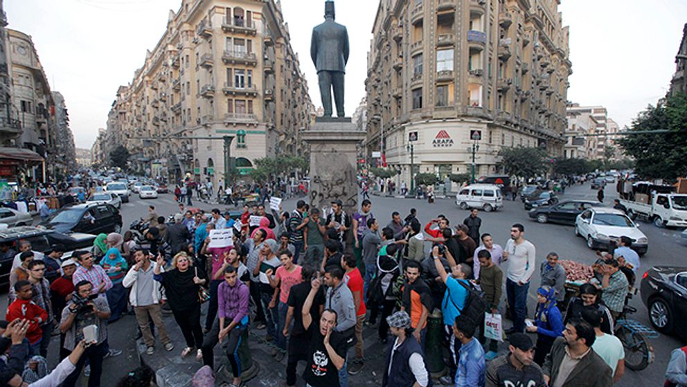 Protester i Kairo tidigare i veckan mot den nya egyptiska demonstrationslagen.