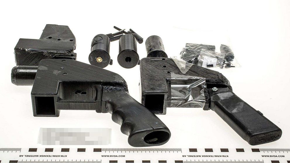 Beslagtagna vapen tillverkade av en 3D-skrivare.