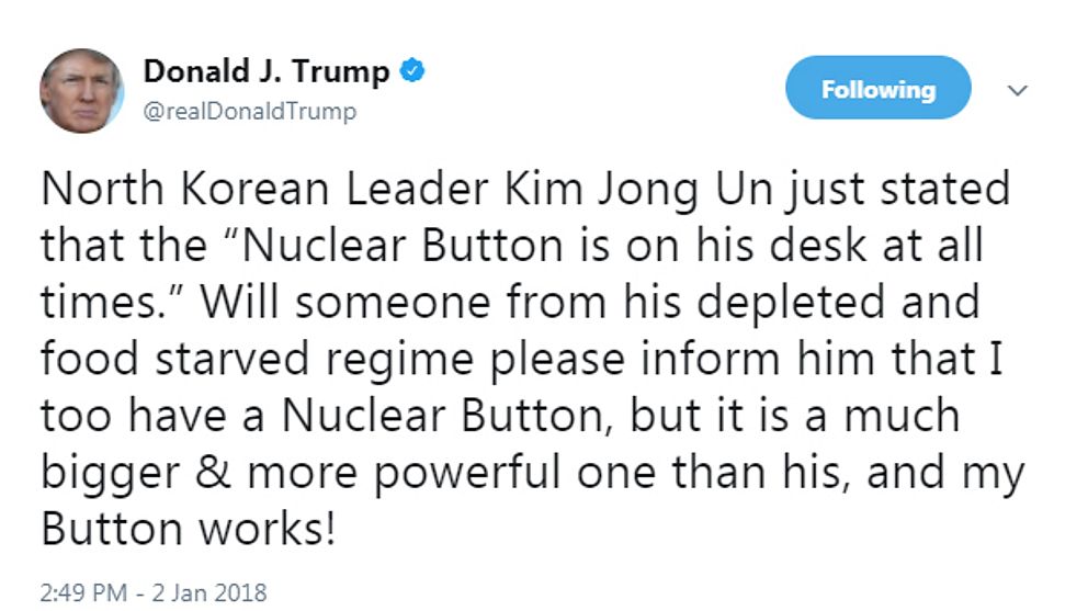 USA:s president Donald Trump på Twitter.