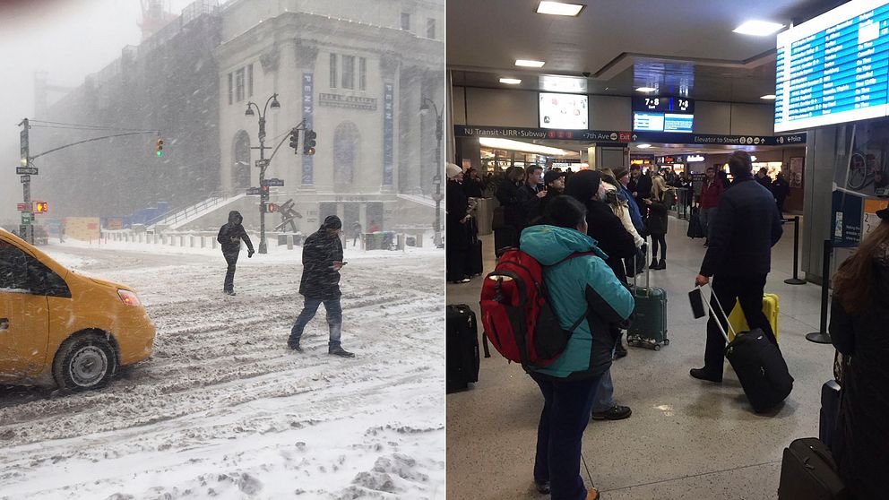 Tusentals flyg inställda i snöstorm i USA | SVT Nyheter