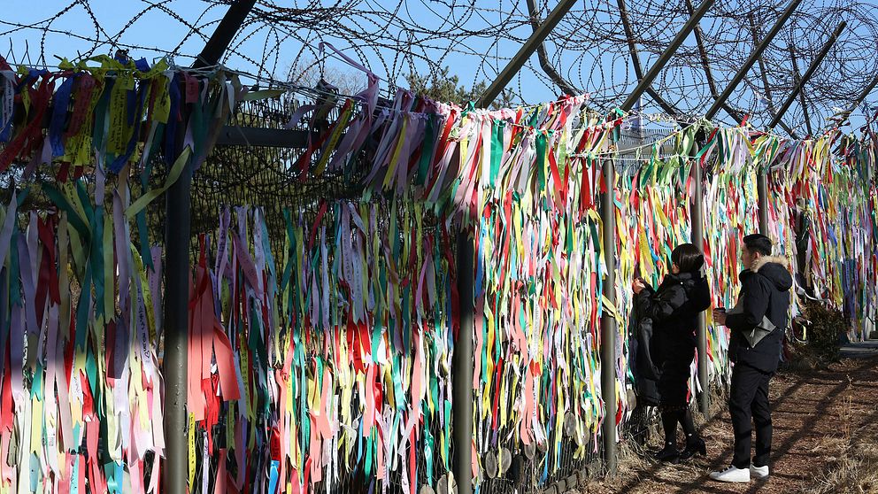 Band i gränsstaden Panmunjom i Sydkorea. Arkivbild.