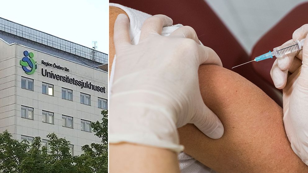 Till vänster USÖ, till höger en bild på en person som får vaccin i armen.