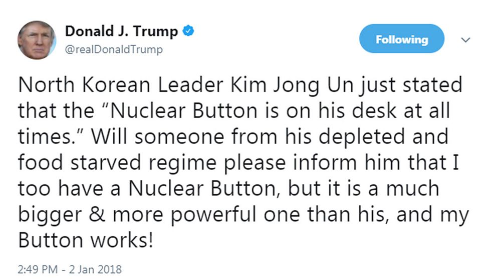 USA:s president Donald Trump på Twitter.