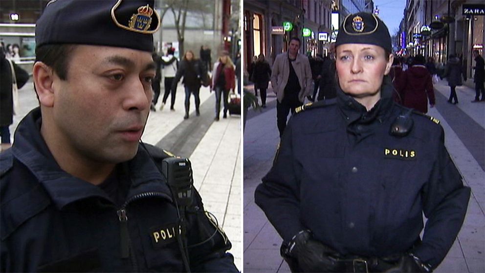 Till vänster polisen Peter och till höger polisen Annika.