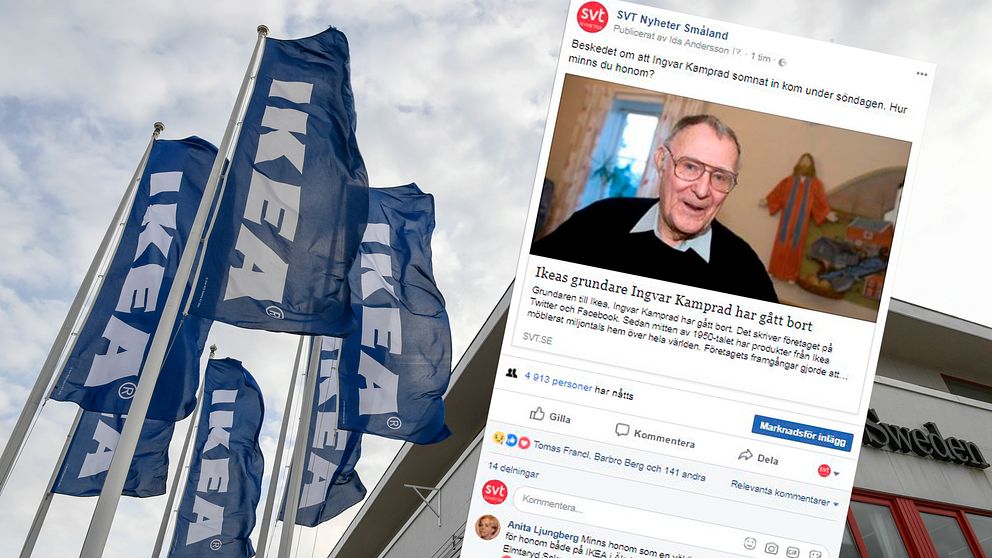 Många har reagerat i sociala medier på nyheten om Ikeagrundaren Ingvar Kamprads bortgång.