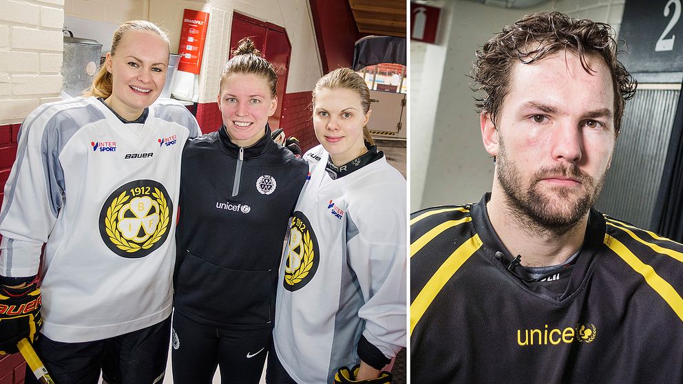 Från vänster: Erica Udén Johansson, Sara Grahn, Anna Borgqvist och Simon Bertilsson. Brynässpelare som är uttagna till OS.