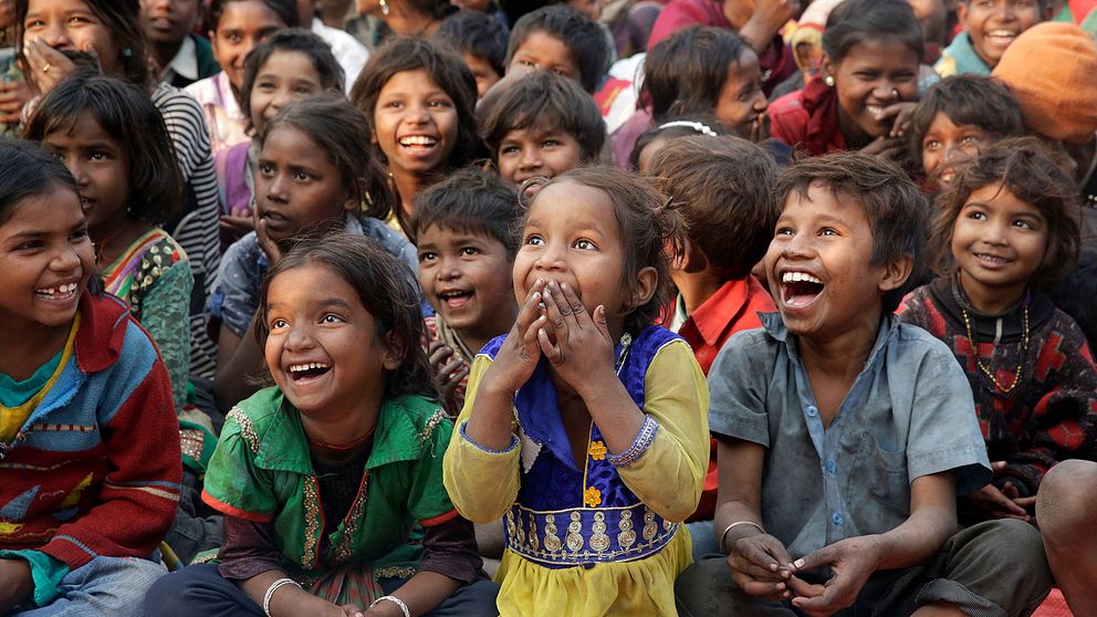 Barn i Allahabad, Indien. Arkivfoto.