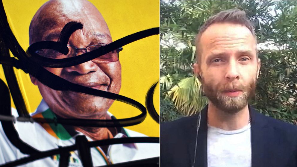 En sönderklottrad affisch av Jacob Zuma samt Johan Ripås
