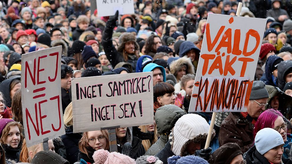 Manifestation mot sexuellt våld i Stockholm