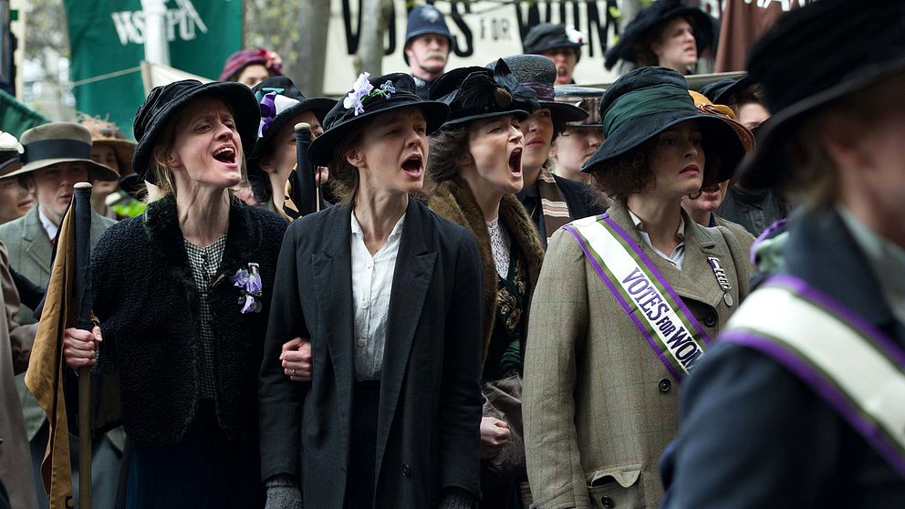 Violet Miller (Anne-Marie Duff), Maud Watts (Carey Mulligan) och Edith Ellyn (Helena Bonham Carter).