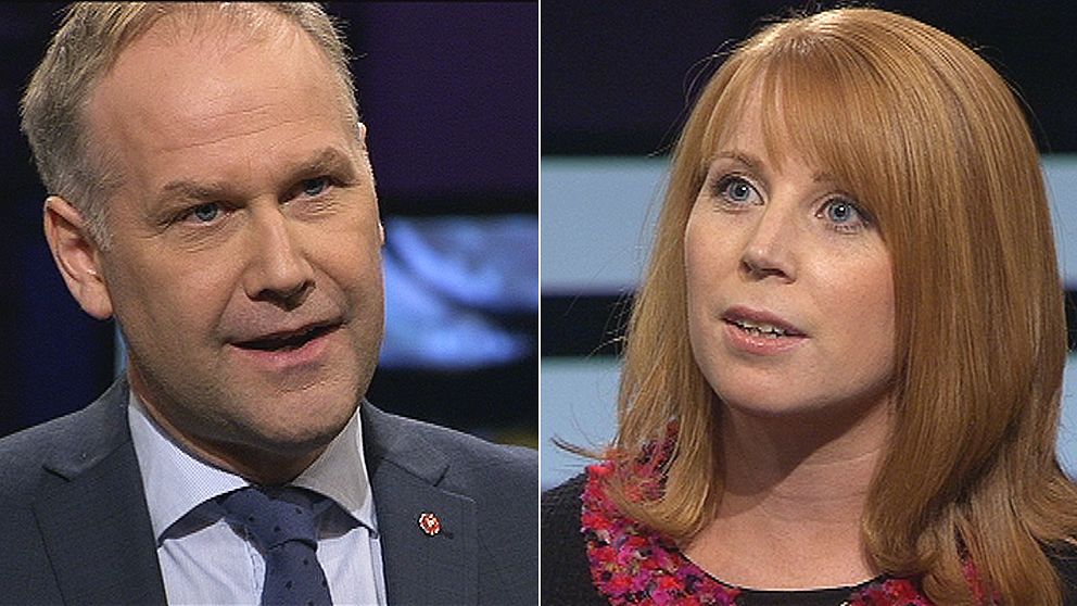 Jonas Sjöstedt (V) och Annie Lööf (C) debatterade vinster i välfärden i Agenda.