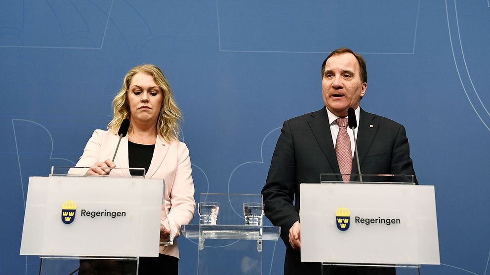 Lena Hallengren (S) presenteras som ny barn-, äldre- och jämställdhets­minister under en pressträff i Rosebbad i Stockholm.