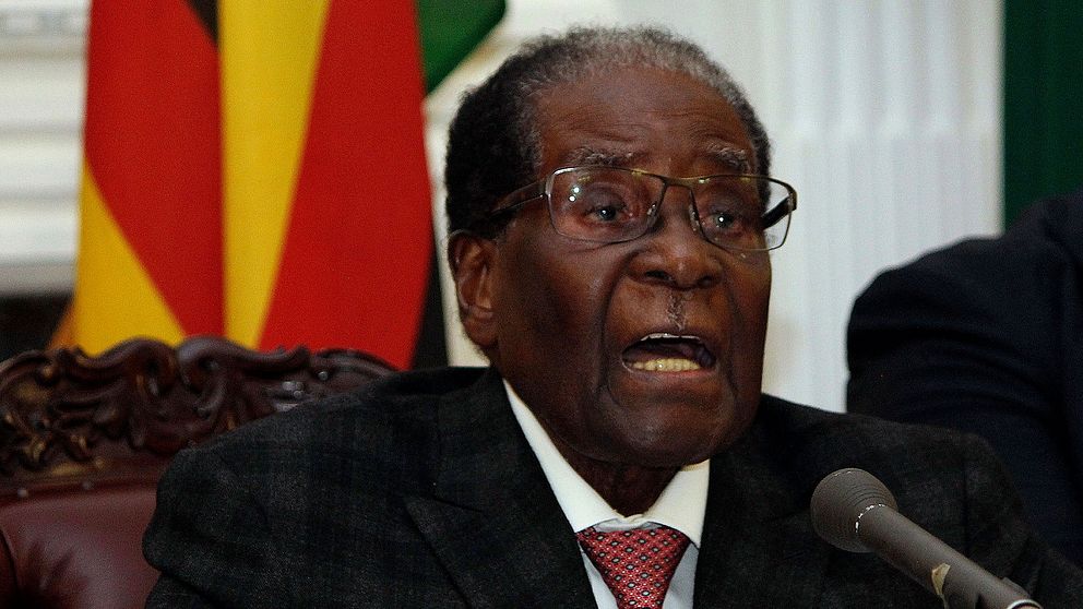 Robert Mugabe vid sitt avgångstal i Harare i november 2016.