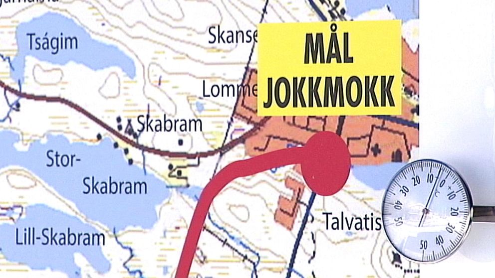 En bild på en karta med texten ”Mål Jokkmokk”.