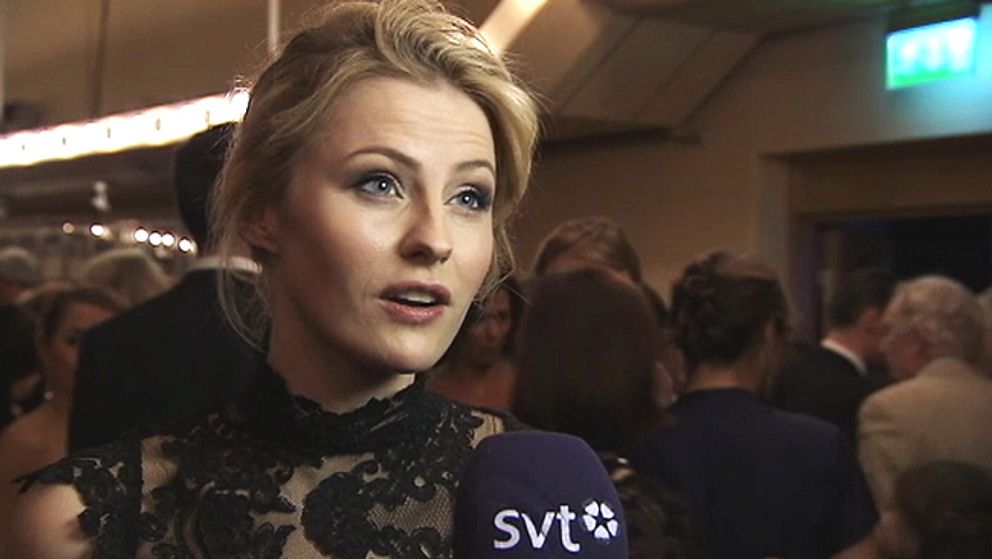 Edda Magnason på röda mattan före Guldbaggegalan 2014. Foto: SVT