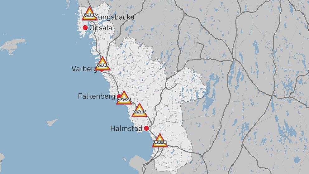 Fem olyckor inträffade på Hallands vägar under morgonen.