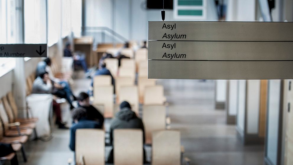 Migrationsverket i Solna, väntsal för asylsökande.