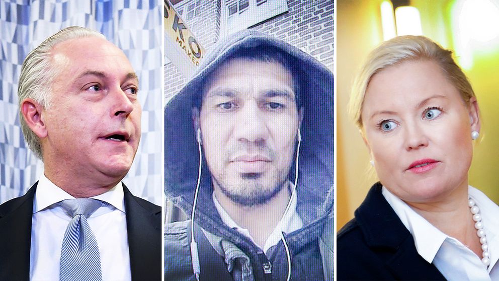 Johan Eriksson, försvarsadvokat till den terroråtalade Rakhat Akilov (mitten), och målsägandebiträdet Jessica Sandberg.