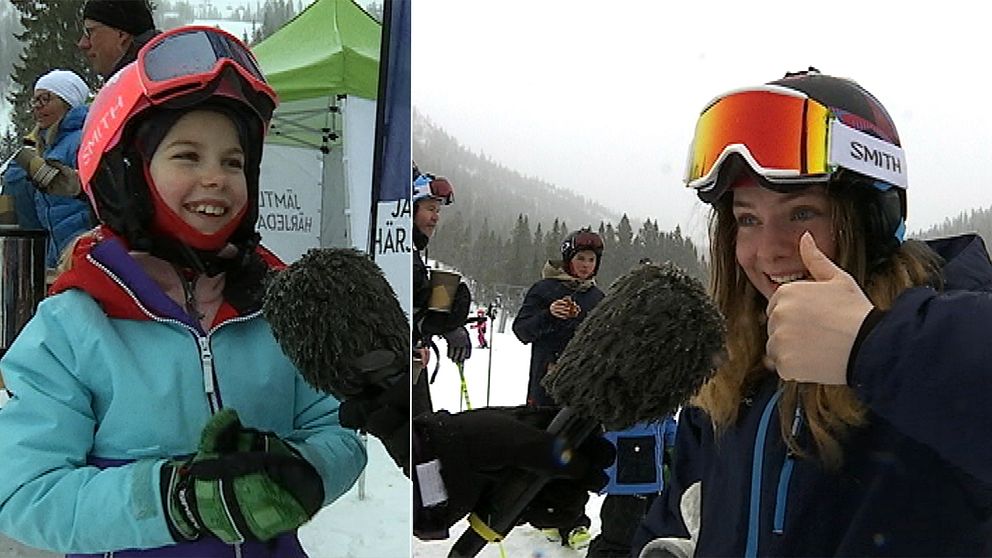 två unga fjällturister iklädda alpin skidutrustning
