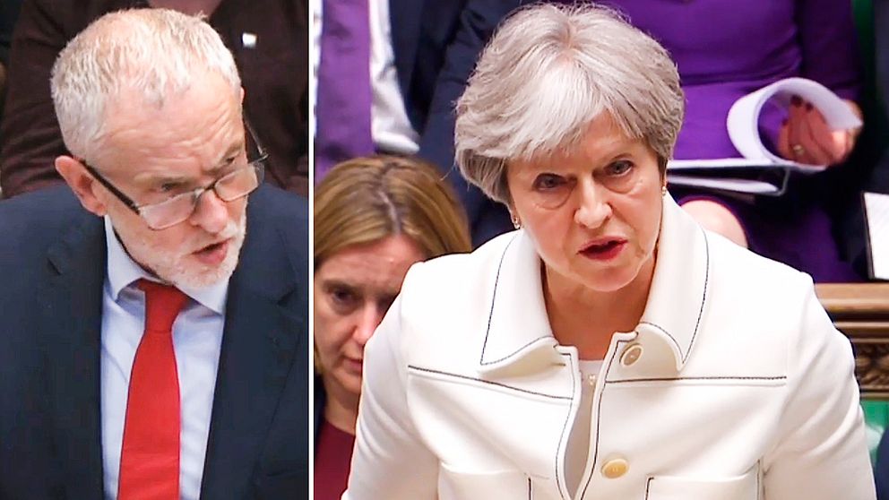Labourledaren Jeremy Corbyn ifrågasatte premiärminister Theresa Mays beslut att inte konsultera parlamentet före den militära insatsen i Syrien.