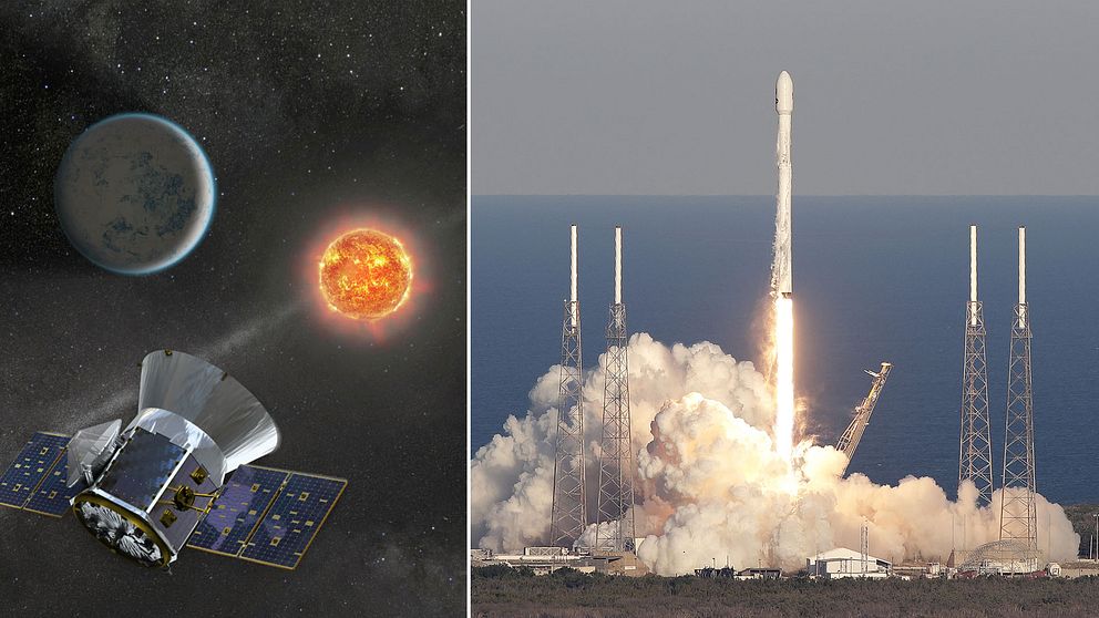 Uppskjutningen av Falcon 9 och rymdteleskopet TESS.