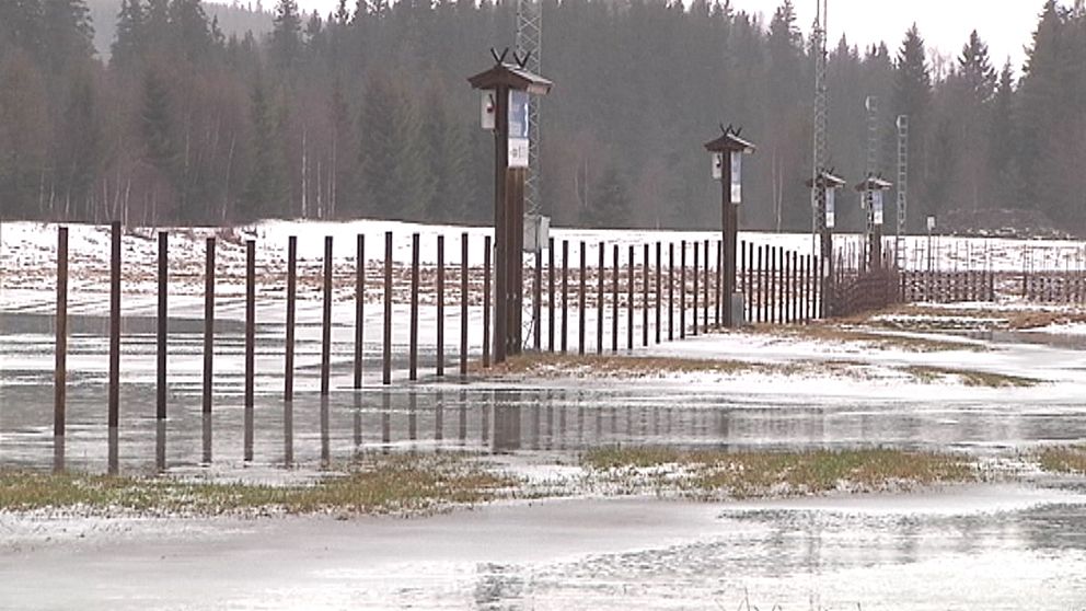 Blidvädret kring årsskiftet gick hårt åt snötillgången i Vasaloppets spår. Så här såg det ut i Sälen den 7 januari.