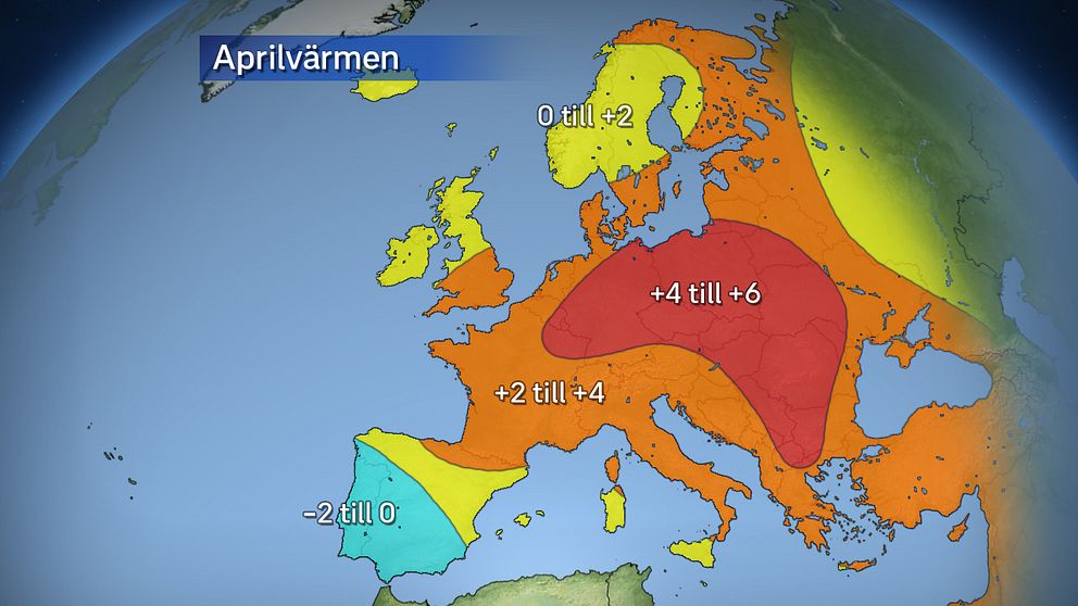 April har varit varmare än vanligt i större delen av
Europa.