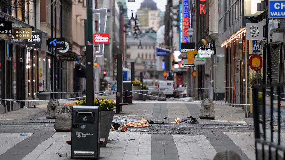 Drottninggatan efter terrorattacken i april 2017.