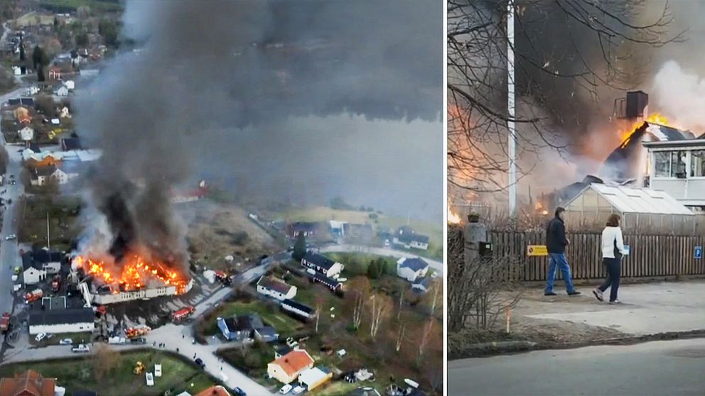 Branden inträffade i centrala Delsbo, i Hudiksvalls kommun, på lördagskvällen.