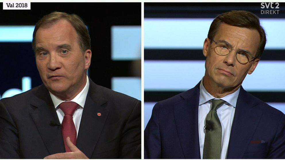 Stefan Löfven och Ulf Kristersson i kvällens första duell.