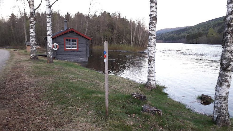 Översvämning vid Sysslebäcks camping.