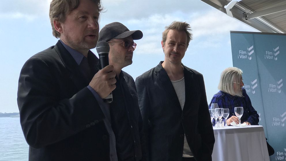 Regissören Mikael Håfström, skådespelarna David Dencik och Jonas Karlsson.