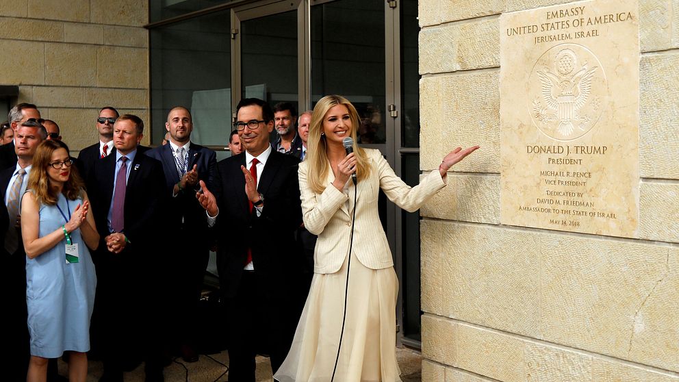 USA:s president Donald Trump var inte på plats i Jerusalem under invigningen av ambassaden, men hans dotter Ivanka Trump fanns där.