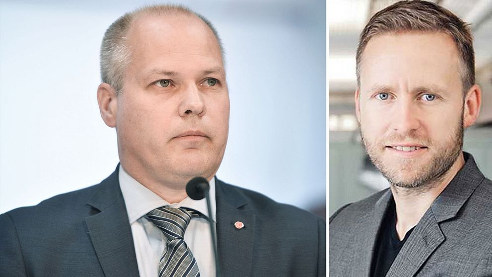 Sebastian Merlöv i Lomma (till höger) hoppar av riksdagslistan i protest mot justitie- och inrikesminister Morgan Johansson (S).