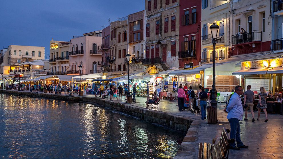 Hamnen i staden Chania på Kreta.