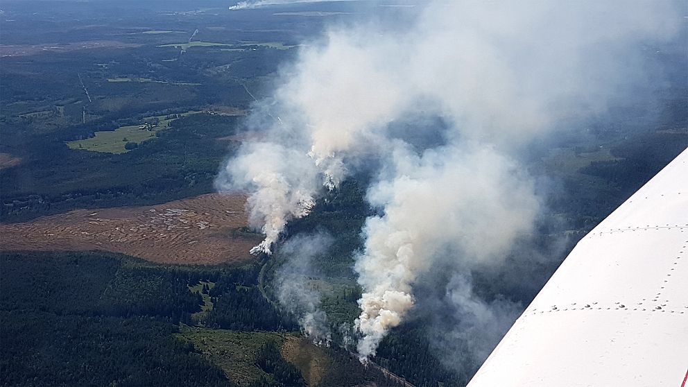 En flera kilometer lång sträcka utmed järnvägen brann