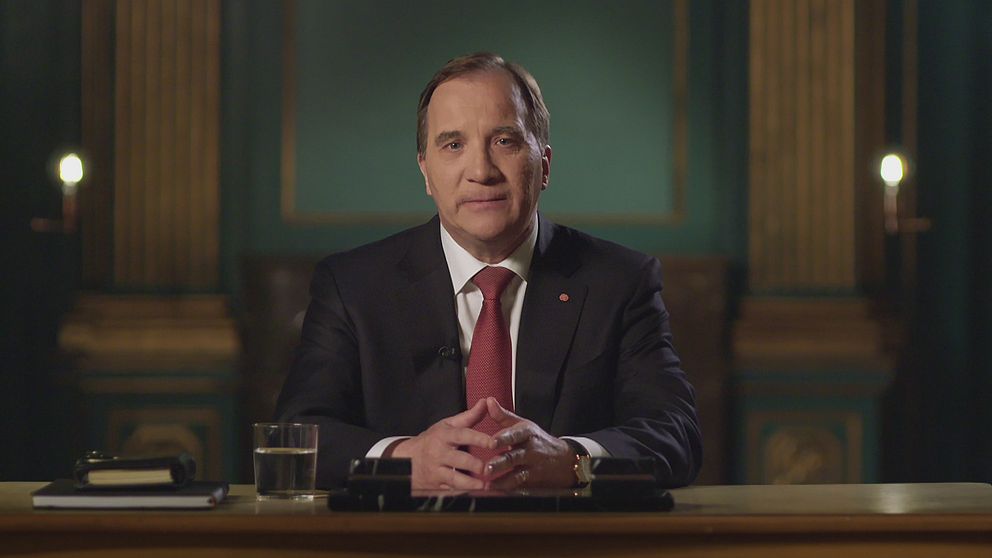 Statsminister Stefan Löfven i ”Tal till nationen”.