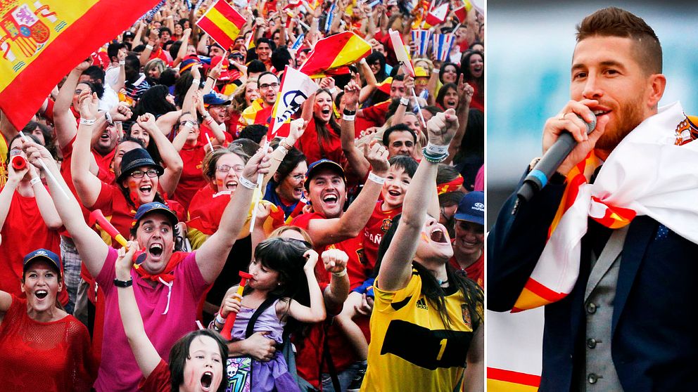Sergio Ramos (till höger) har sjungit i Spaniens VM-låt inför mästerskapet i Ryssland