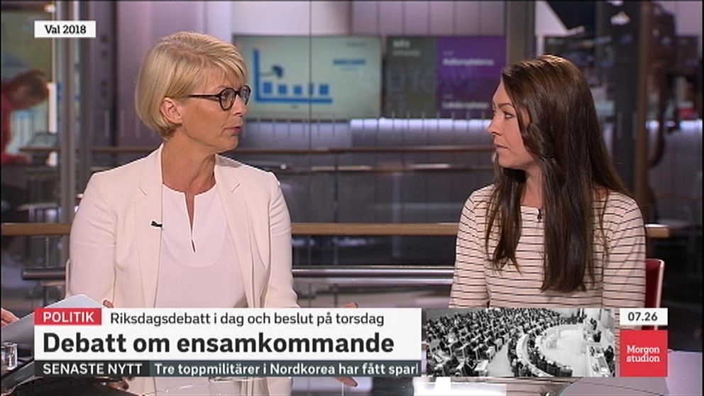 Debatt i morgonstudion mellan Maria Ferm (MP) och Elisabeth Svantesson (M) om ensamkommande.