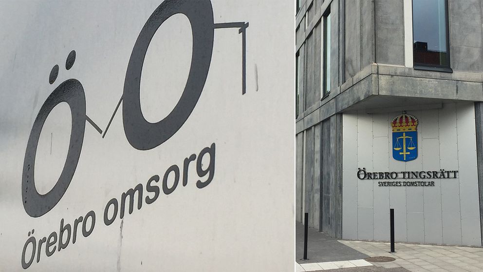 En bild på företaget Örebro omsorgs logga och örebro tingsrätt i ett montage.