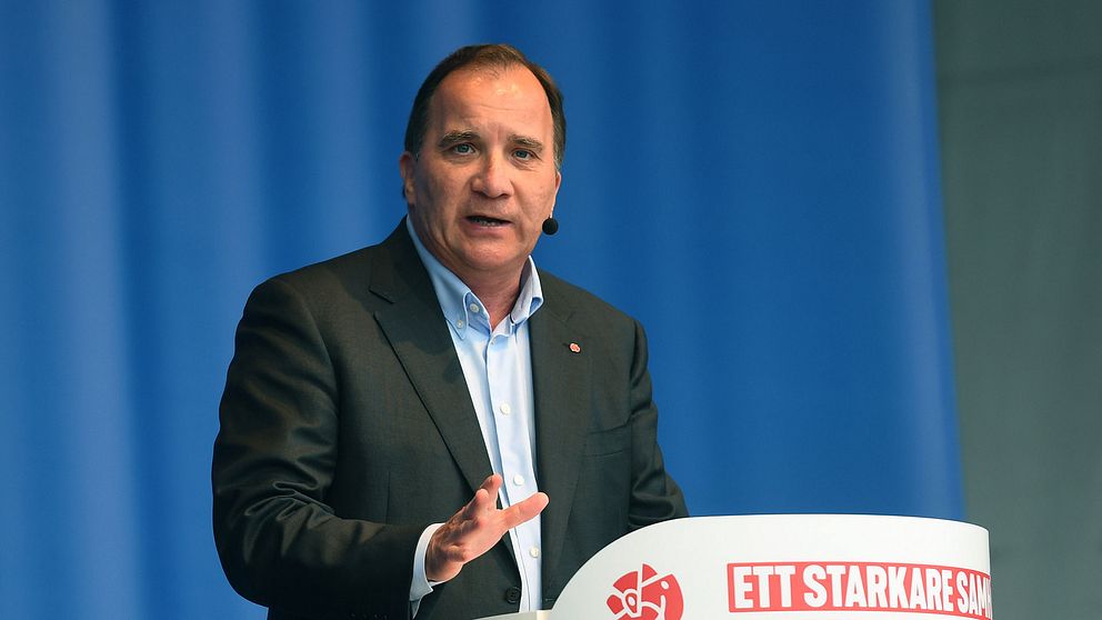 Socialdemokraternas partiledare och statsminister Stefan Löfven talar under den sista dagen av politikerveckan i Järva.