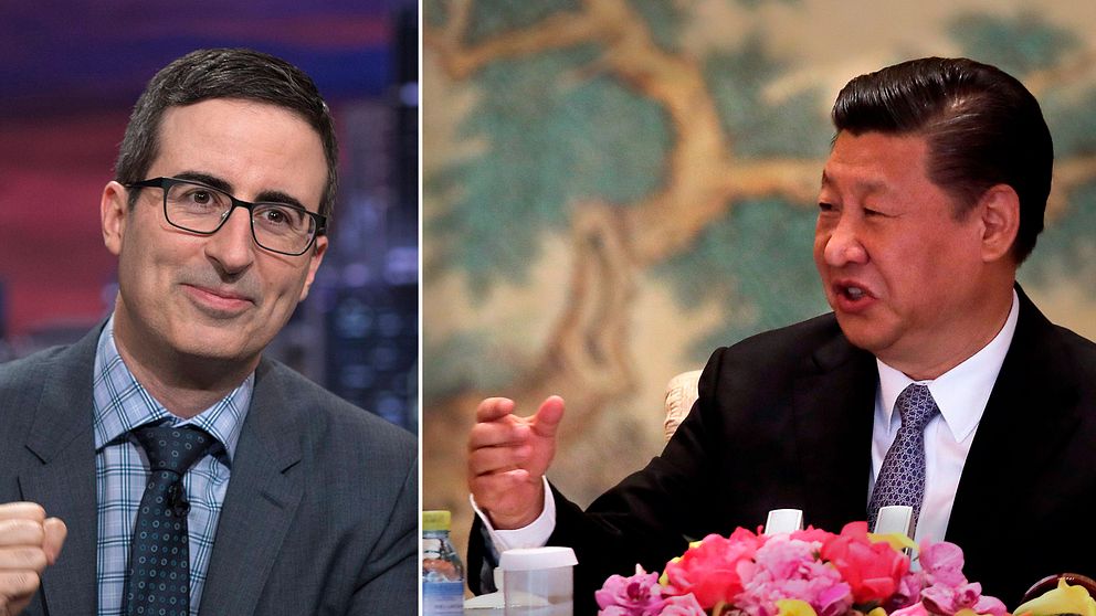 John Oliver och Kinas ledare Xi Jinping.