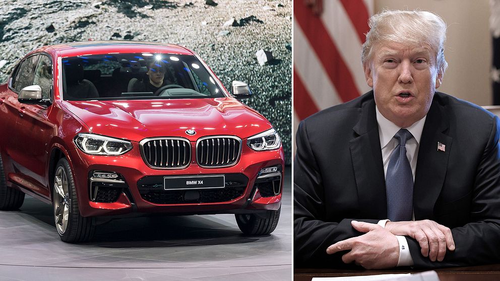 En BMW och president Donald Trump.